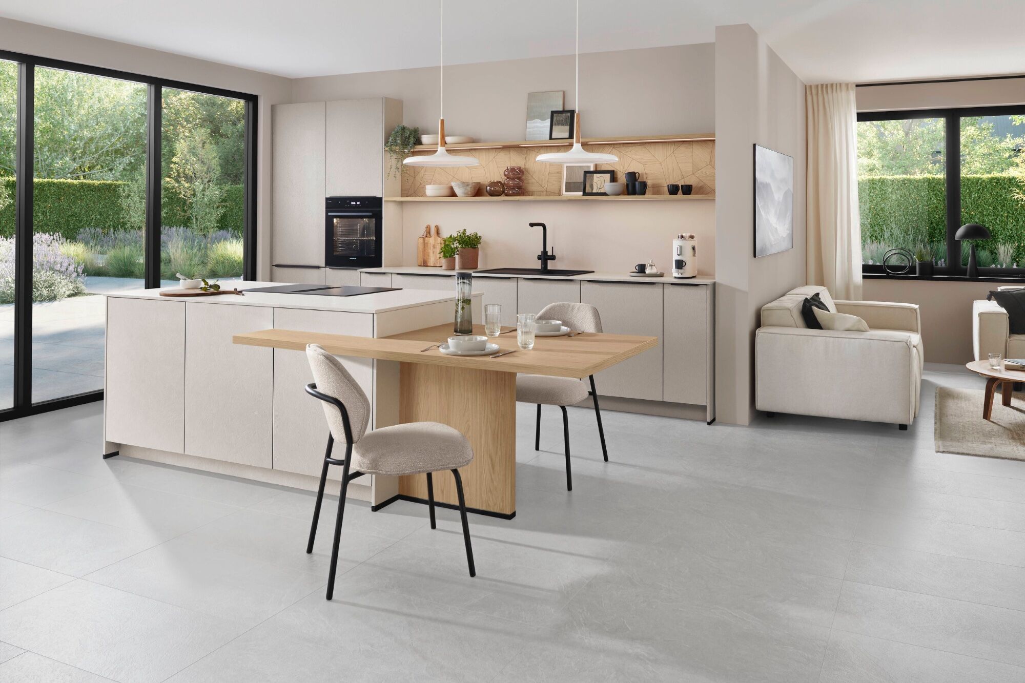 inselkueche Nobilia Look Designkueche mit Insel Sand